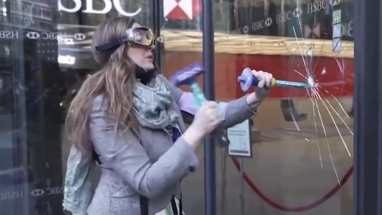 Filmed smashing windows yet these Climate thugs have been found “Not Guilty” of criminal damage.