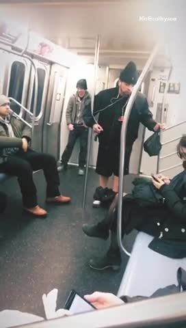 Man black pants down standing