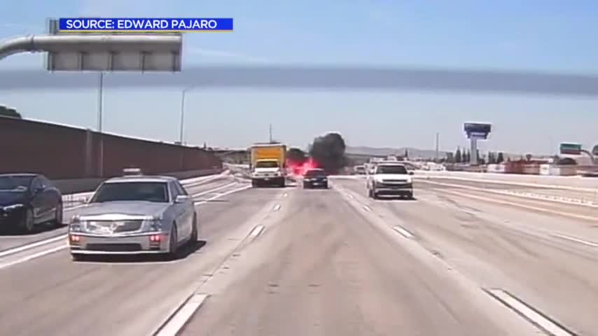 Plane Crash Lands On CA Highway Bursts Into Flames!!