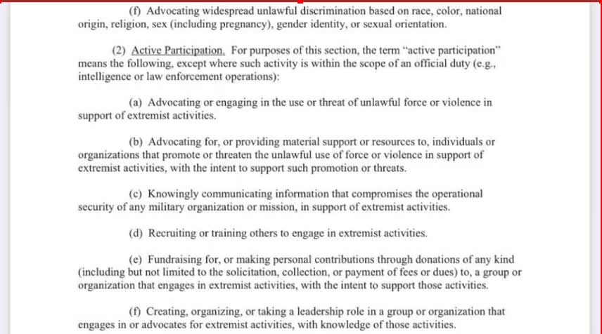 DoD to remove patriots by calling them "extremists"?