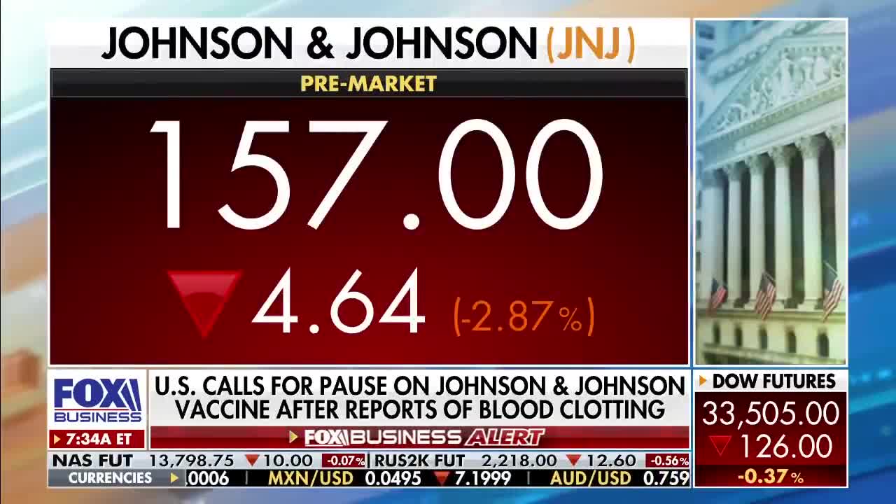 FOX NEWS: US CALLS FOR ‘PAUSE’ ON JOHNSON & JOHNSON VACCINE AFTER REPORTS OF BLOOD CLOTTING