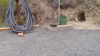 Gravel next to bank garage