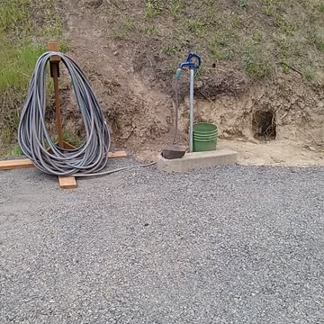 Gravel next to bank garage