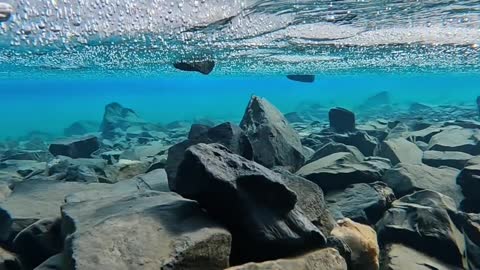 Rocks in the lake ice