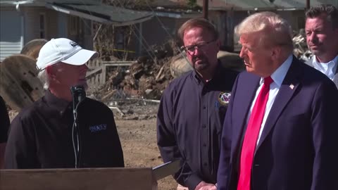 Business owner and man of God prays for DJT when he visited the storm damaged areas of NC