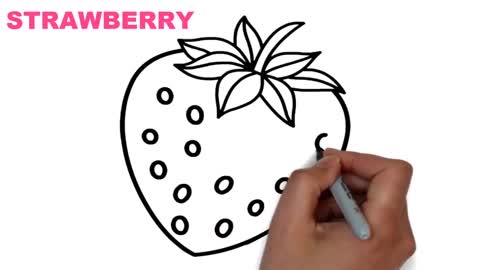 Drawing and Coloring for Kids - How to Draw Strawberry (Without Coloring)