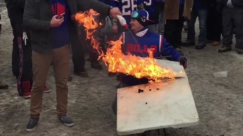 Crazy Buffalo Bills Fan Catches Himself on Fire