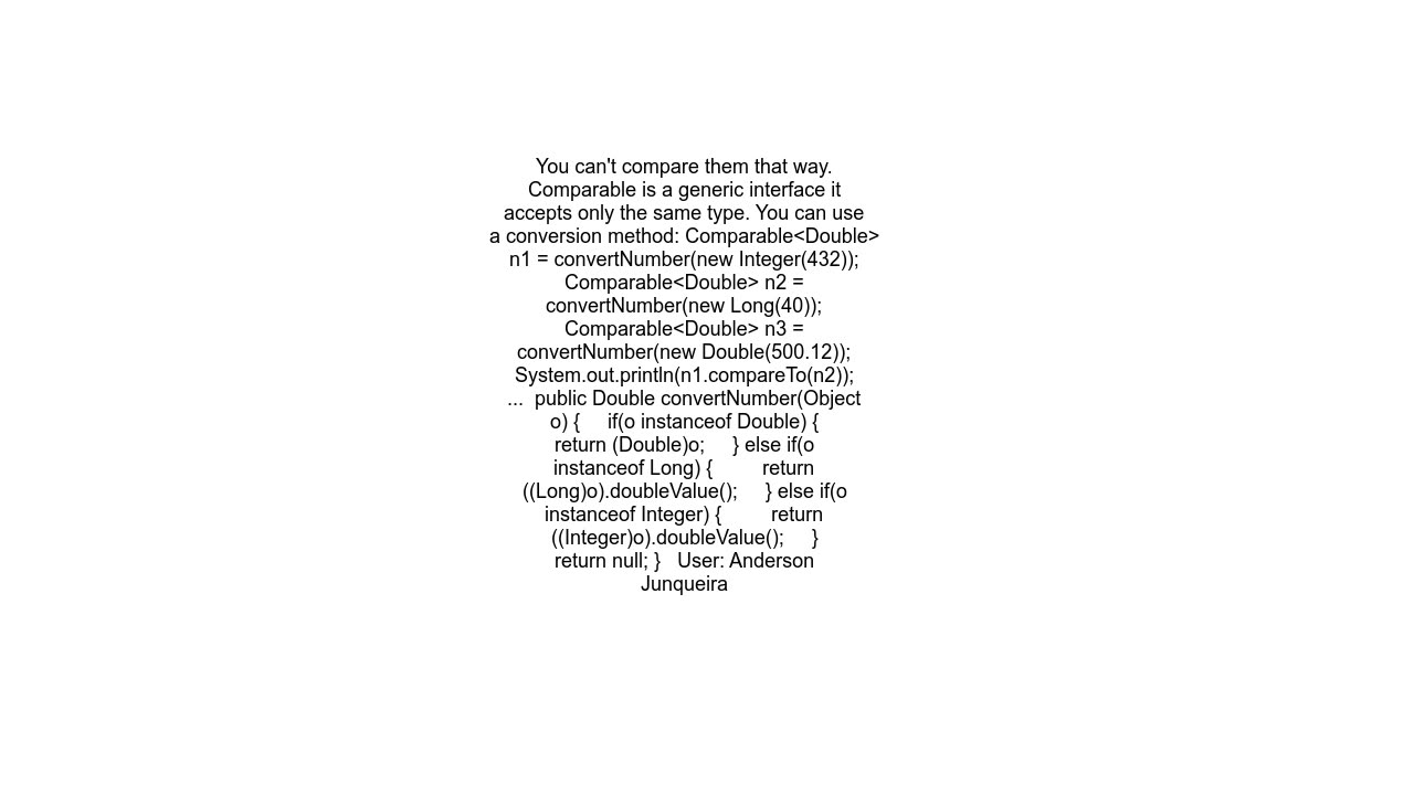 java - comparing numbers of different type, semantically