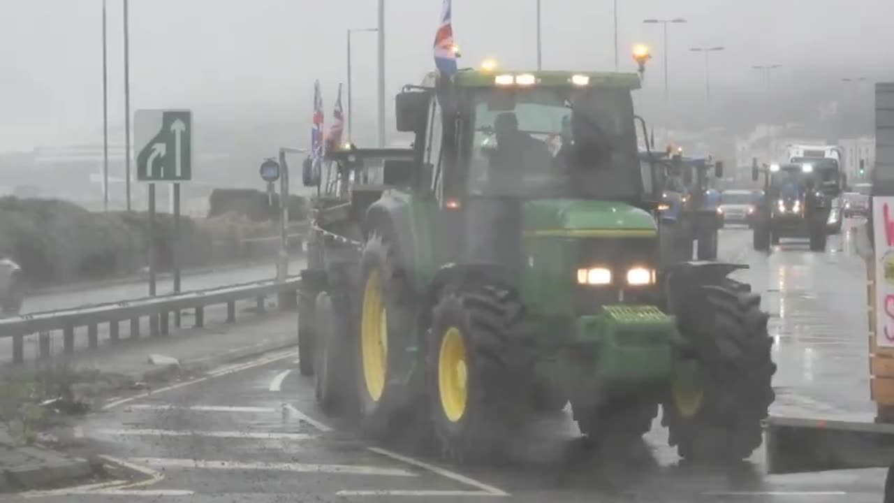 The British farmers are once again out protesting with their tractors.