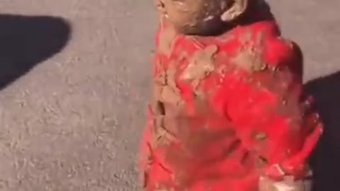 No one can refuse the temptation of mud, especially children