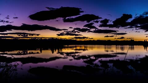 Beautiful Time Lapse Video of a Lake and Sky Reflection at Sunset