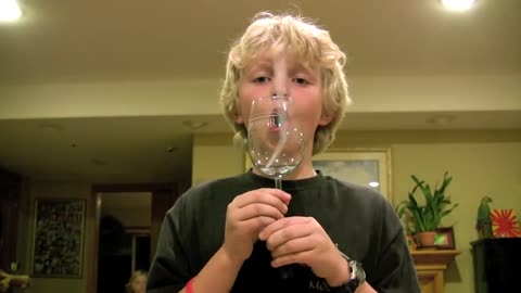 10 Year old boy breaks a wine glass with is loud voice!!!