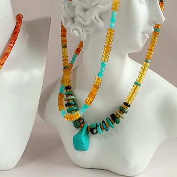 Amber and red spiny oyster with white shell pendant Gift Strength Necklace