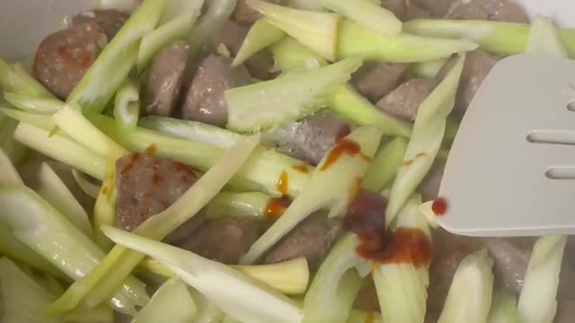 Fried pork balls with celery