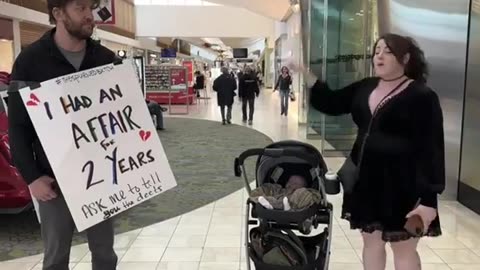 Woman Hangs 'I Had an Affair' Signboard on Husband, Makes Him Walk Through Mall