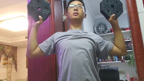 Two hands sitting dumbbell push
