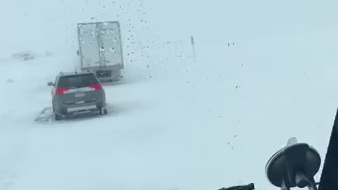 Winter time semi truck