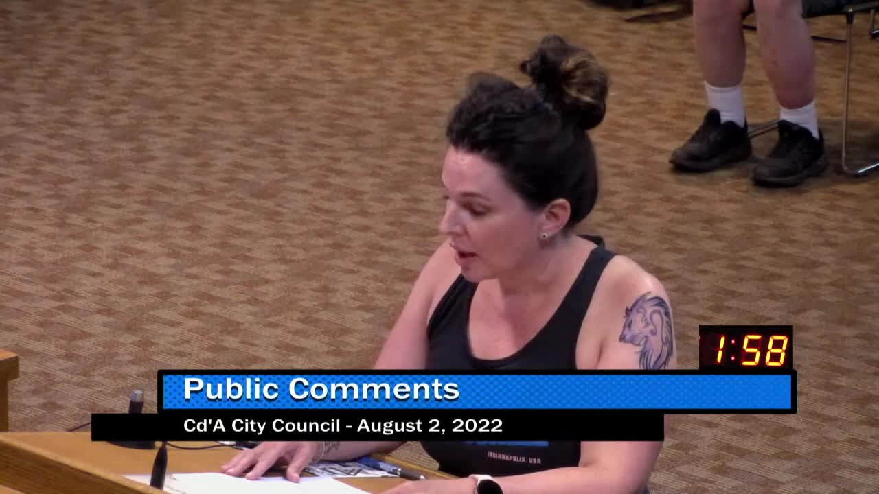 Megan - Public Comment at the 8/2/22 CD City Council Meeting