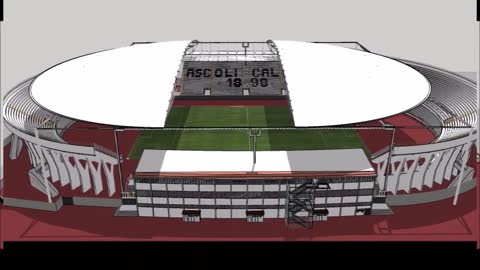 Sketchup model I made Stadio del Duca con tetto curva scorrevole con ombre