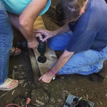 My aunt and mom working on a some wood pices