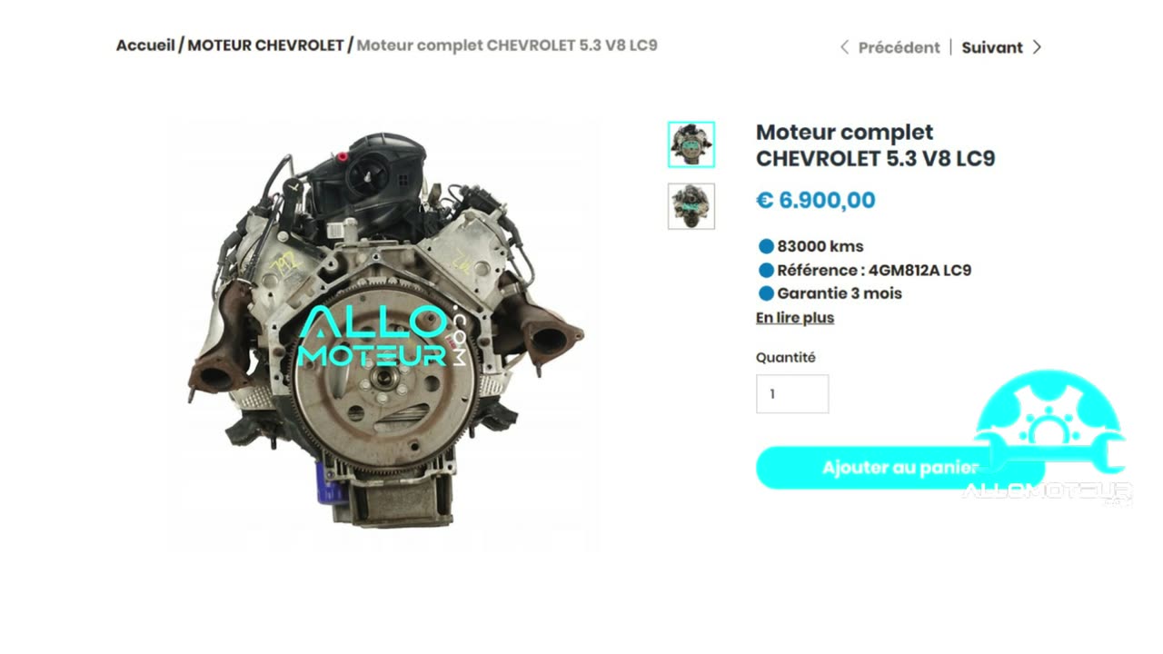 ALLOMOTEUR.COM - Moteur complet CHEVROLET 5.3 V8 LC9