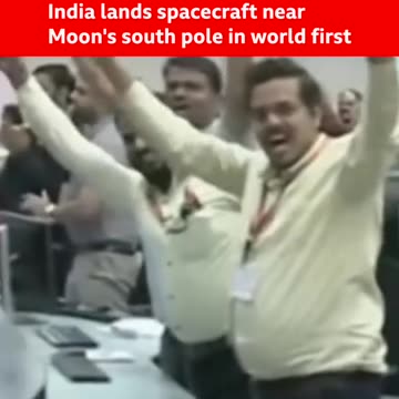India's Chandrayaan-3 becomes first mission to land near the Moon's south pole. #Shorts #BBCNews