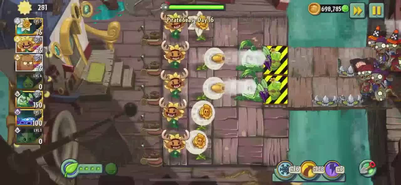 Plants vs Zombies 2 Pirate Seas - Day 16