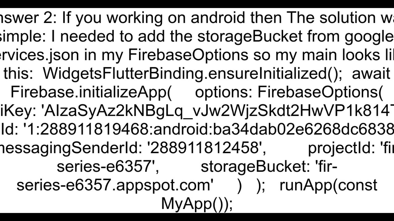 Flutter Firebase Storage not woriking no default bucket