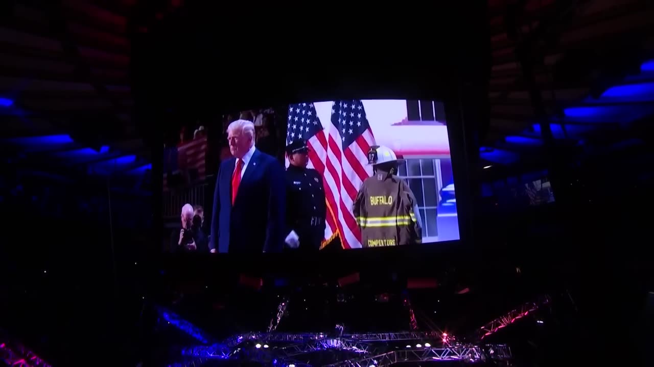 President elect Donald Trump arrives at Madison Square Garden alongside Elon Musk