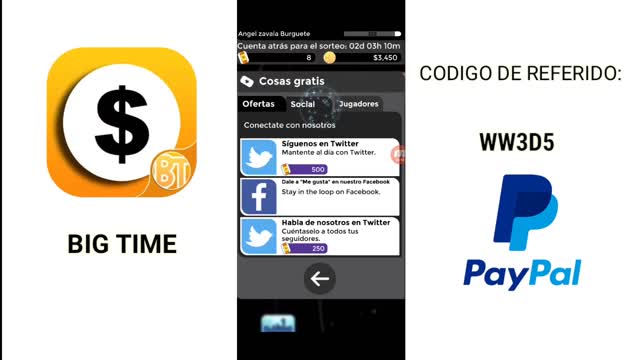 BIG TIME APP PARA GANAR DINERO A PAYPAL MINIMO DE RETIRO 10 DOLARES CANADIENSES