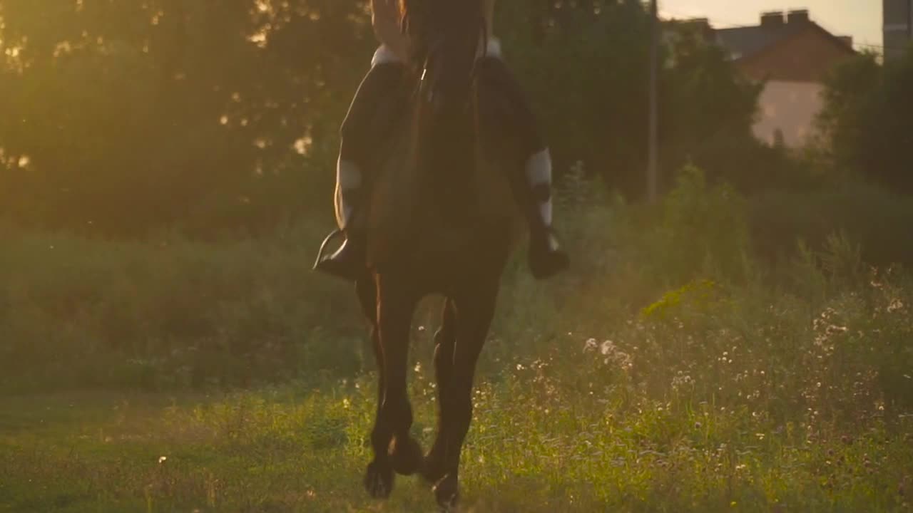 Girl is riding a horse