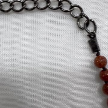 Handmade + Knotting Unique Adjustable Initial Necklace with Goldstone, Letter J