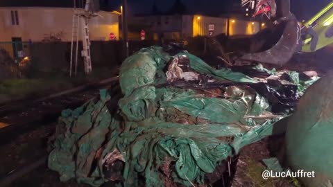 Farmers dumping waste onto the train tracks, bringing trains to a standstill in France