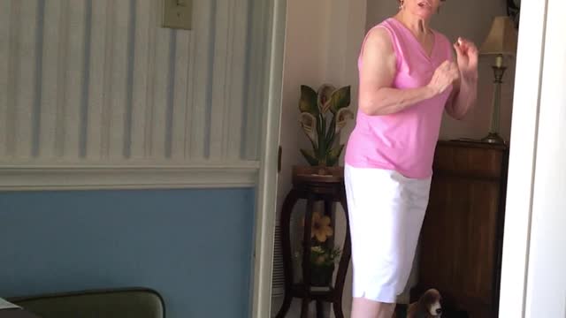 Grandma Surprised by Guest