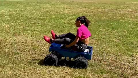 Naughty girl and pickup truck