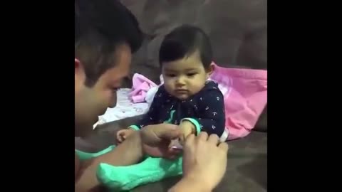 Funny Baby Laughing While Playing With Dady !!