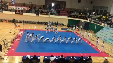 Tornado kick 10 times at taekwondo compitition