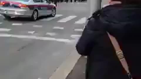 Vienna Police join in on an anti lockdowns protest.