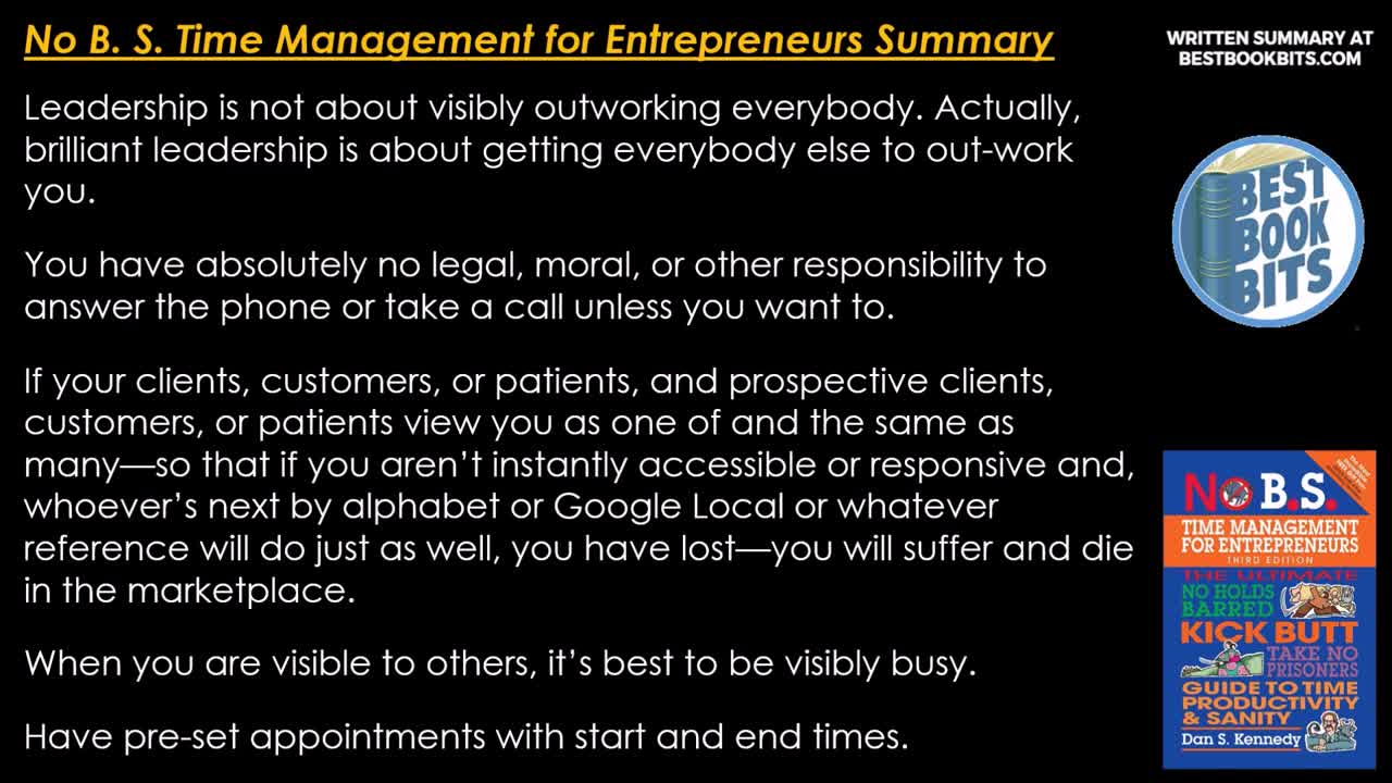 No B.S Time Management for Entrepreneurs SUMMARY - Dan S. Kennedy Self-Help book summary