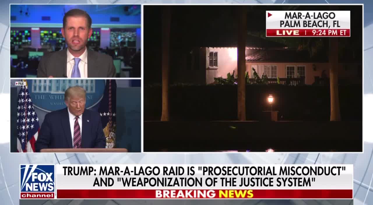 TRUMP: MAR-A-LAGO RAID IS "PROSECUTORIAL MISCONDUCT" AND "WEAPONIZATION OF THE JUSTICE SYSTEM"
