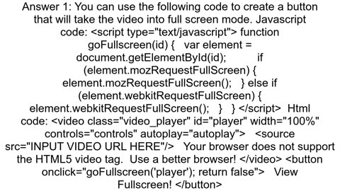 Full screen video toggle HTML