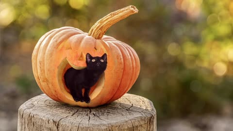 Cute cat in a pumpkin 😍