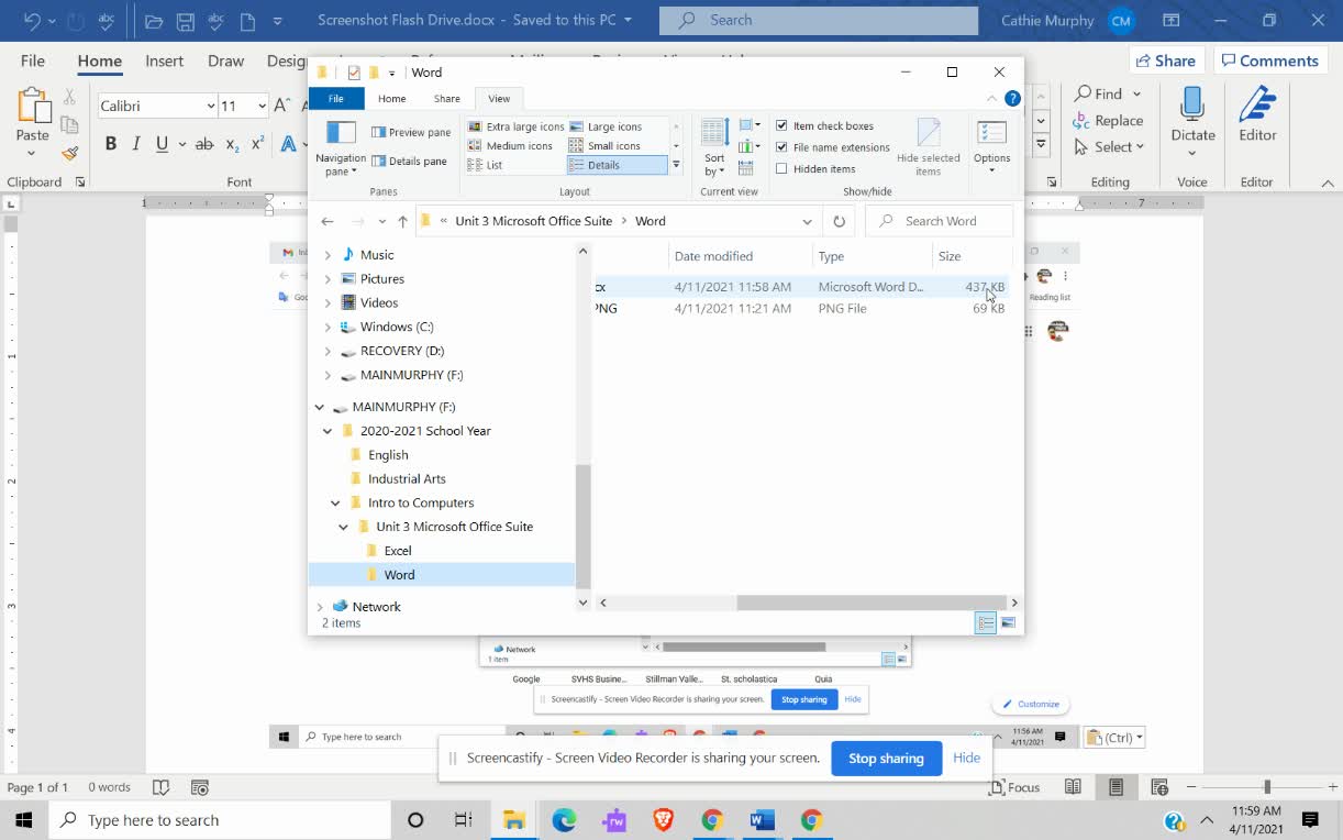 IC U3 C1 Snippet of Screenshot in Word