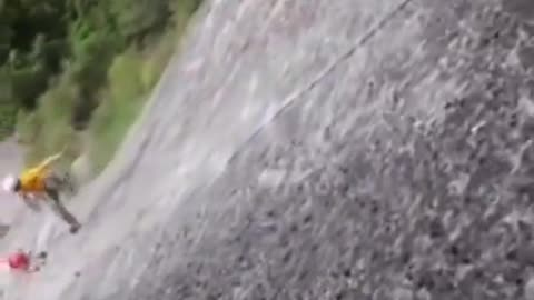 Cliff Climber Falls To Last Safety Harness