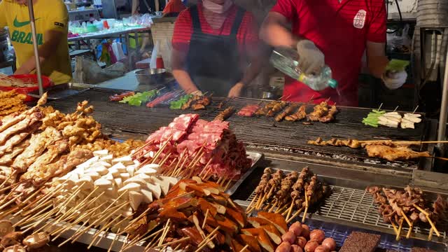 Taiwan night market grilled skewers