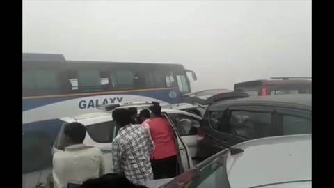 mega car pile up on delhi agra highway india