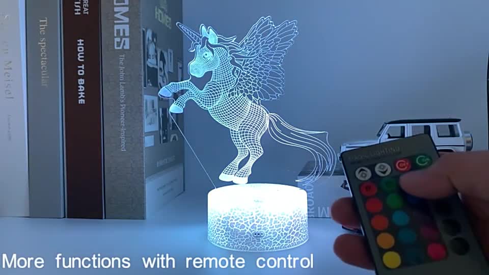 3D Optical illusion Unicorn Night Light lamp with remote review