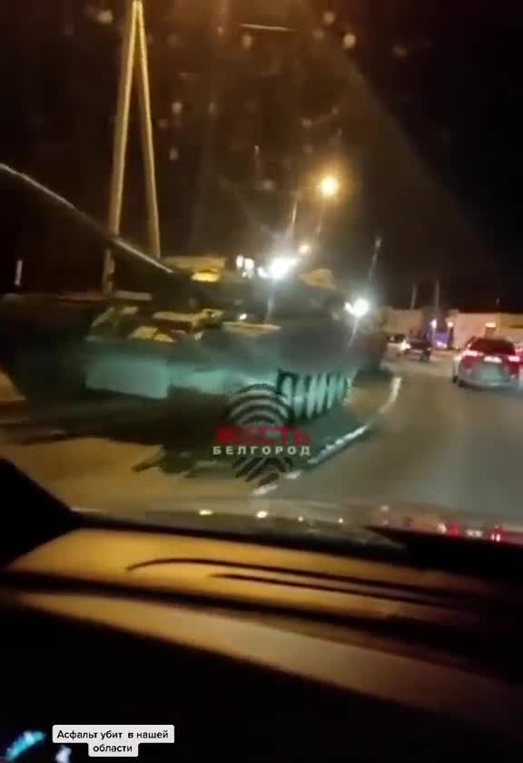 Belgorod: Russian tanks driving on city streets near the border with Ukraine