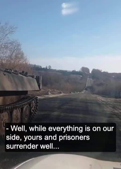 Local talks to Russian MT-LB crew, asks if they need a tow back home