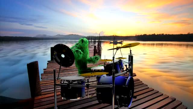 Drummer on the dock of the bay